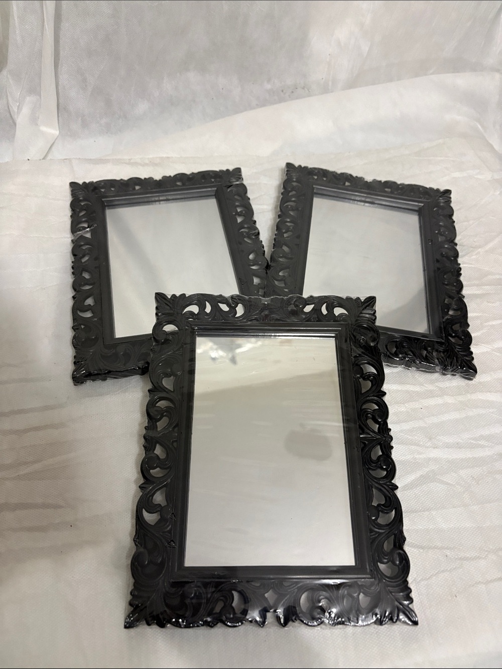 Black Ornate Wall Mirror - bundle of 3